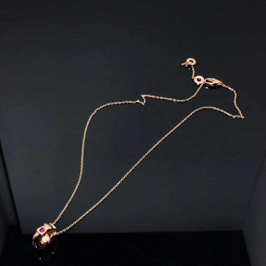 New pink diamond snake bone necklace – Luxury Designer Mall